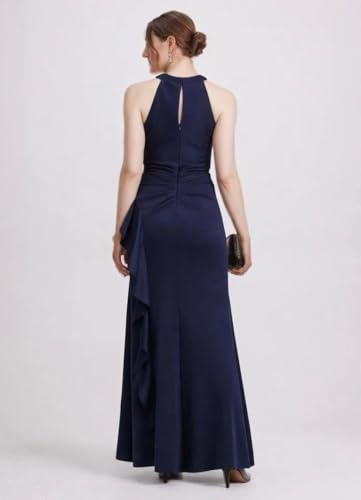 Ruffle Mother of The Bride Dresses for Women Cross Neck Long Grandmother of The Groom Dresses for Wedding3