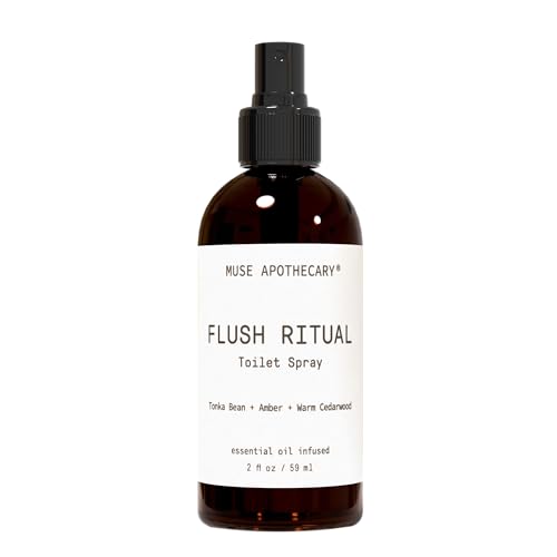 Muse Apothecary Flush Ritual - Aromatic &amp; Refreshing Toilet Spray, Use Before You Go, 2 oz, Infused with Natural Essential Oils - Tonka Bean + Amber + Warm Cedarwood