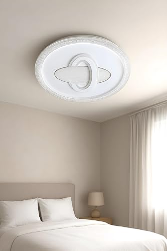 Image of FILLISKA Aluminium Luxurious 3 in 1 Led Ceiling /Wall Chandelier Light with 3 Step Colour Changing Function (White Round - 8969)(1 Year Warranty)