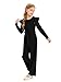 Haloumoning Girls Jumpsuit Kids Fashion Ruffle Long Sleeve Belted Wide Leg Romper One Piece Fall Outfits 5-14 Years, Black, 13-14 Years