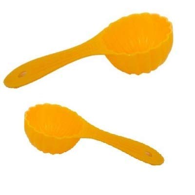 ZEKART Prasad Mud Scoop, Plastic Kitchen Tool dumplings easily Mould Ladoo Mould Spoon 2 different size Yellow (pack of 2)