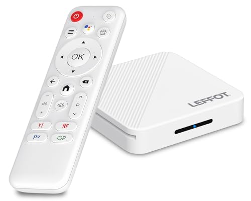 LEFFOT Android 14.0 TV Box, 2GB RAM + 16GB ROM, 4K Ultra HD Streaming Device for TV, 4K@60Hz Resolution, Support Voice Control, WiFi 6, BT 5.4, HDR10, 100M Ethernet, RK3518 Quad-Core A53 CPU