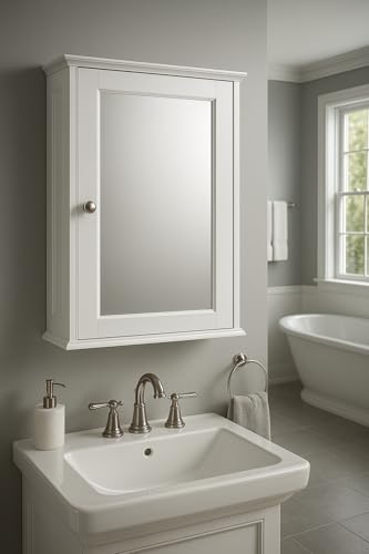 raxter Bathroom Wall Cabinet with Mirror Door, White, Single Door Storage Cupboard with Adjustable Shelves, 35W x 55H x 21D cm - Cosy Home Interiors raxter Bathroom Wall Cabinet with Mirror Door, White, Single Door Storage Cupboard with Adjustable Shelves, 35W x 55H x 21D cm - Image 6