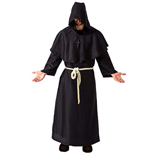 Spooktacular Creations Adult Medieval Hooded Monk Cloak Renaissance Priest Robe Halloween Costume (Large)