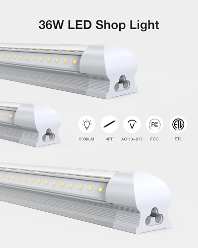 Image of TIMIKEY 6 Pack LED Shop Lights,6500K 5000LM 4FT 36W Super Bright Strip Fixture,FCC&ETL No Interference,Plug&Play Ceiling Lighting is idea for Garage,Shop, Workbench,Warehouse