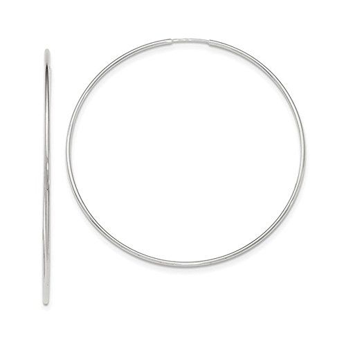 14K White Gold Continuous Endless Hoop Earrings, (1.2mm Tube)