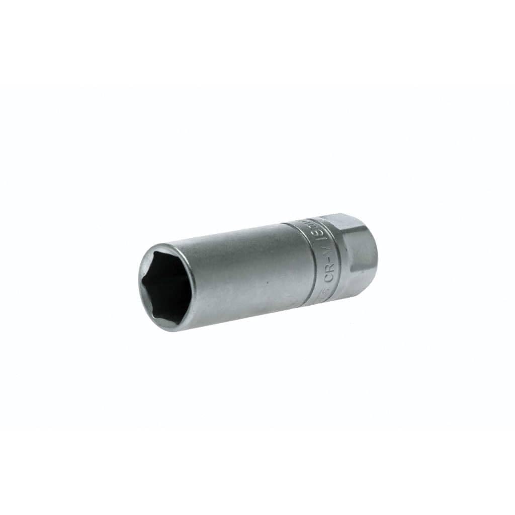 Teng Tools 18mm 1/2 Inch Drive 6 Point Spark Plug Socket With Rubber Insert - M120042-C Silver
