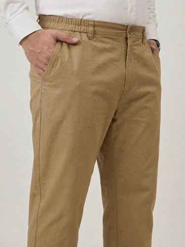 Image of Plus Size Men Stretchable Chino Pants Pure Cotton Casual Trousers for Men