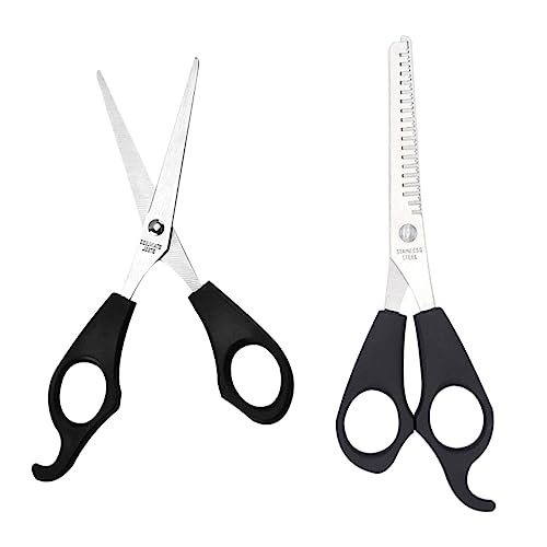 Beaupretty 2 Piezas tijeras planas scissors champú tijeras pequeñas tijeras de aseo cepillo de pelo limpiador dividir cortador de pelo tijeras para cortar el cabello el plastico Black