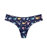 Poetesant Shark Printed Women's Low Waisted Panties Shark Printed T-back Underwear Comfortable Seamless Thongs Hipster Underwear No Show Underpants, L