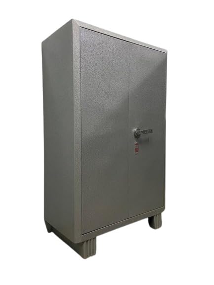 Image of A S Steel Furniture- Small Metal Almirah Steel Almirah 4 Compartment Almirah (Grey)
