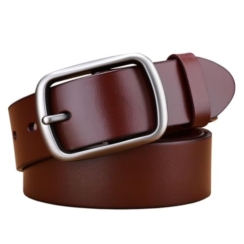 Cowhide Leather Belt, Stainless Steel Metal Pin Buckle, Extra Large Size, Adjustable Length, 38mm Width, Gift for Men