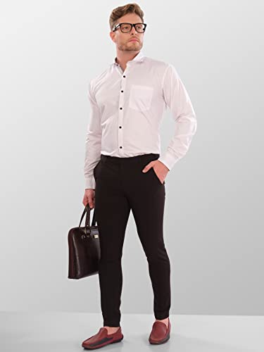 Image of LookMark Men's Cotton Blend Stitched Solid Full Sleeve Regular Fit Shirt