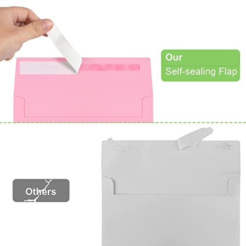 Image of 50 Packs 5x7 Envelopes, A7 5x7 Envelopes for Invitations, Printable Invitation Envelopes Self Seal for Weddings, Invitations, Photos, Greeting Cards, Mailing (Pink)
