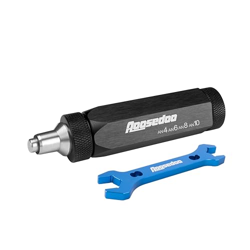 AOOSEDOO PTFE Hose Assembly Tool, Hose Reaming Tool For 4AN, 6AN, 8AN, 10AN PTFE Fuel Line Assembly. With a Double-ended AN Fittings Wrench 6AN Socket- AN8 B-nut, Blue