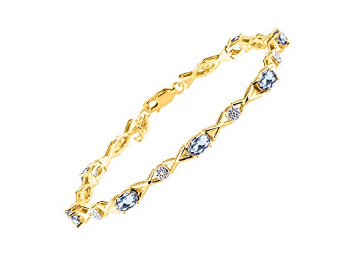 Image of Rylos Bracelets for Women Yellow Gold Plated Silver XOXO Hugs & Kisses Tennis Bracelet Gemstone & Genuine Diamonds Adjustable Fit 7 inch-8 inch Wrist, 10 Gorgeous 6X4MM Jewelry for Women Friendship Bracelets