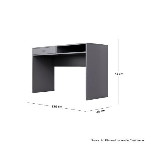 Image of Bniture Wooden Study Table for Home | Engineered Wood Study Table with Storage Shelf & Drawer | Multi Purpose Computer Desk for Writing & Study | Laptop Table for Study Room & Office | Slate Grey