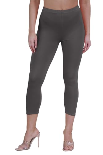 Mallas capri de entrenamiento liso gris oscuro y mallas fitness para mujer