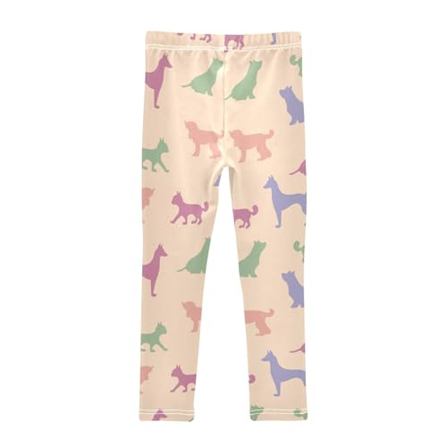 Childish Pattern with Cute Dogs Girls Leggings,Workout Leggings for Girls Toddler Athletic Leggings Size for 3-10T2