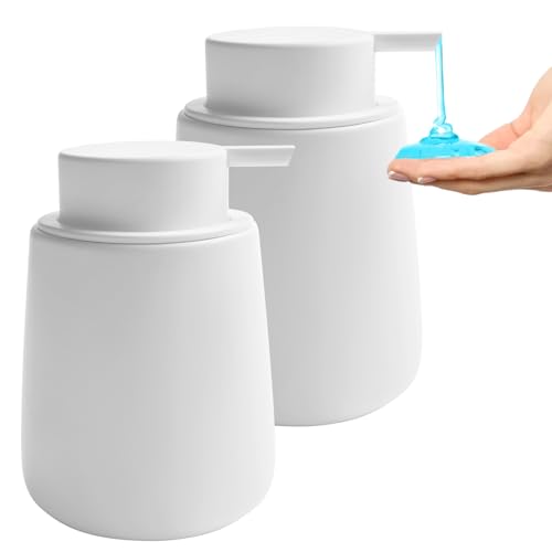 Image of Soap Liquid Dispenser Ceramic with Easy-to-Press Pump Hand Liquid Dispenser for Shampoo Bathroom Kitchen 12 oz 2pcs