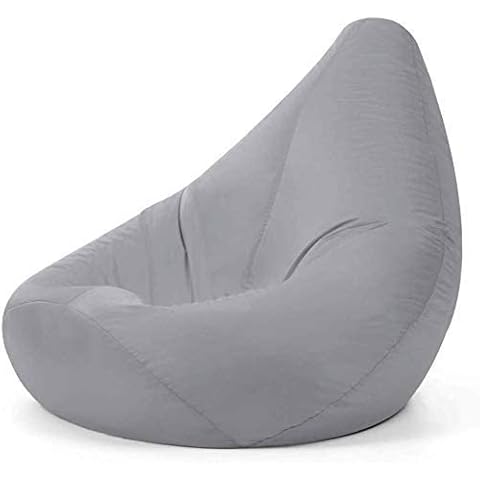 Bean Bag Bazaar High Back Recliner Chair, Grey, 87cm x 65cm, Large Living Room Gaming Bean Bags, Water Resistant Outdoor Lounger Beanbag Cover