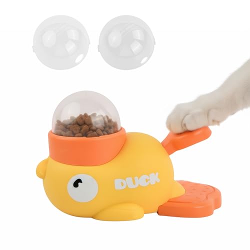Culinavog Giocattolo Interattivo a Forma di Anatra, 2 in 1,Mangiatoia Lenta con 3 Dimensioni di Foro di Erogazione, Dispenser di cibo interattivo a Forma di Anatra, Giochi Interattivi per Pet