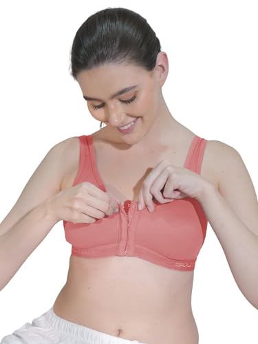 Image of BODYSIZE Cotton Front Open Sports Bra for Women Daily Use | Non-Wired Sweat Absorbent Seamless Bra | Full Coverage Regular Wear Comfortable and Convenient with Back Support Suitable for Gym, Yoga