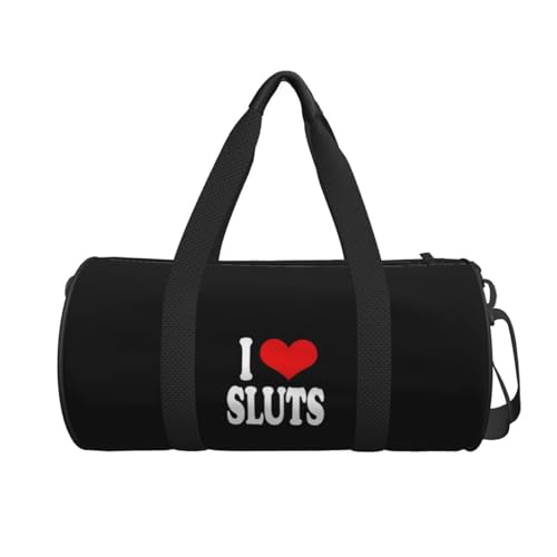 I Love Sluts Convertible Garment Bag with Shoulder Strap, Carry on Garment Duffel Bag for Men Women - Rolling Foldable for Travel Luggage Bags (Black)2