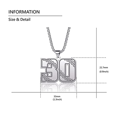 Stainless Steel Inspiration Baseball Jersey Number Necklace Charms Number Chain Pendant for Boys Men Kids4