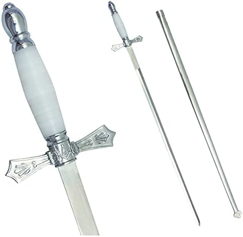 Bricks Masons Masonic Sword - with White Hilt and Silver Scabbard image 5