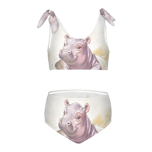 Hippo Cub in Tub Paint Girls Bikini Sets 2 Piece Swimsuits Bathing Suit Swimwear