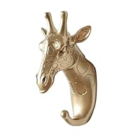 BAMFY Coat Rack Wall Mount Decorative Animal Head Backpack Hanger Resin Wall Hooks Coat Hooks Wall Mount for Coats Towels Keys Robes (Color: Golden, Size: Giraffe)