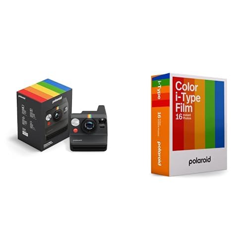 Polaroid - Now Gen3 - Fotocamera istantánea + Color Film (16 películas) - Negro