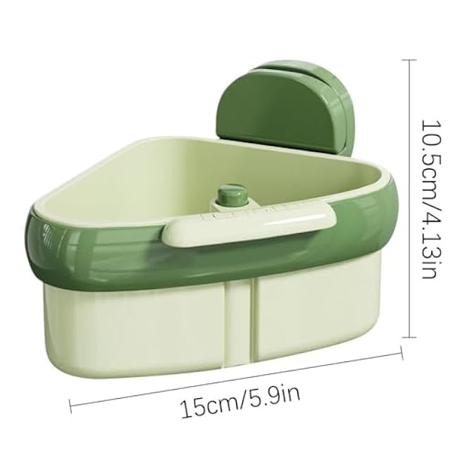 Suction Cup Sink Corner Rack, Plastic Sink Storage Rack Holder, Shelf with Suction Cups, Corner Hanging, Rust Resistant, for Kitchen Bathroom Dishware (Green)