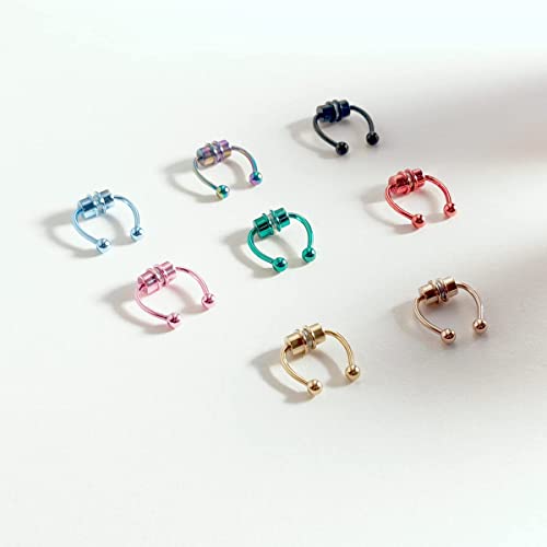Bellna Fake Nose Rings, Fake Septum Fake Nose Ring Horseshoe Stainless Steel Magnetic Nose Rings For Women Men Colorful, Fake Nose Rings Septum Rings Non-Pierced Clip On Nose Hoop Rings Jewelry 8Pcs #TOP2