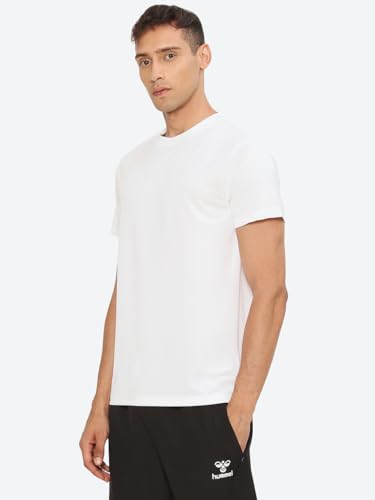 Image of hummel Budoc Round Neck Half Sleeve Solid Regular fit Polyester T-Shirt for Men Comfortable Breathable Fabric Stretchable for Everyday Use Ideal for Yoga Training Gym Running or Performance