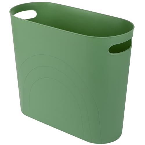rejomiik Small Trash Can, 3.5 Gallon Slim Garbage Can Plastic Waste Basket with Handles Container Bin for Narrow Spaces Bathroom, Bedroom, Kitchen,...