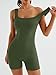 AUTOMET Women's One Piece Jumpsuits Short Bodysuit Workout Rompers Summer Outfits Gym Yoga Beach Fashion Clothes 2026 ArmyGreen L