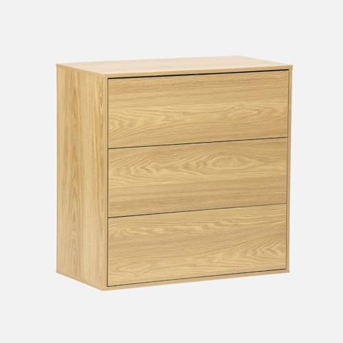 sweeek - Commode. Module de Rangement décor Bois chêne 3 tiroirs - Kompo