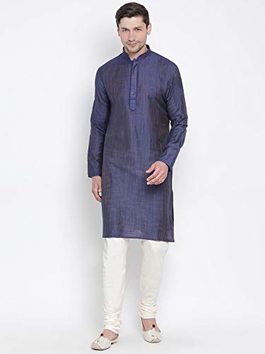 Image of VASTRAMAY Men's Beige Cotton Kurta and Pyjama Set