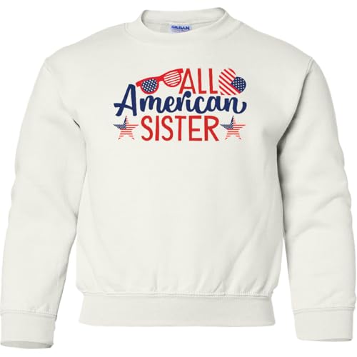 inktastic All American Sister Youth Sweatshirt Youth Large (14-16) White 48fd3