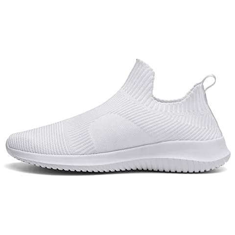 EARSOON Mens Trainers Running Trainers Mesh Walking Shoes Athletic Gym Fitness Shoes Lightweight Casual Shoes All White Size 10 Cover