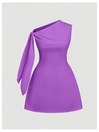 Image of SOLY HUX Women's Mini Dress Off The Shoulder Sleeveless Tie Shoulder A Line Flared Party Dresses