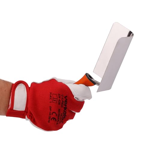 MIVOS Eckenkelle 120 x 95 mm - Rundkelle - Kantenkelle - Inneneckenkelle aus Edelstahl - Innen und Außen Eckspachtel mit Softgriff - Außeneckenkelle - Made in EU - Orange