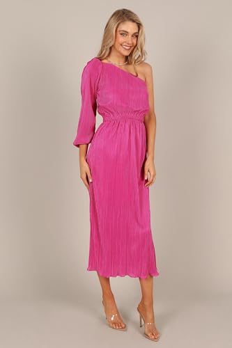 Image of Petal & Pup Women's Pontee One Shoulder Pleated Midi Dress