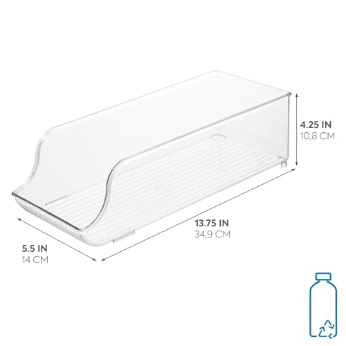 iDesign BPA-Free Plastic Water Bottle and Drink Holder Fridge Organizer Bin for Kitchen, Basement, Garage Fridge – 13.7" X 5.4" X 4.1", Clear Plastic, Set of 1 - Image 3