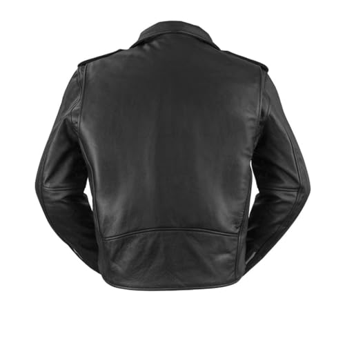 C200 Mens Black Leather Classic Motorcycle Jacket3