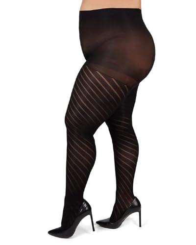 MeMoi Plus Size Curvy Spiral Tights for Women, Comfortable and Lightweight Tummy Control Top Tights - Sizes 1x-7x