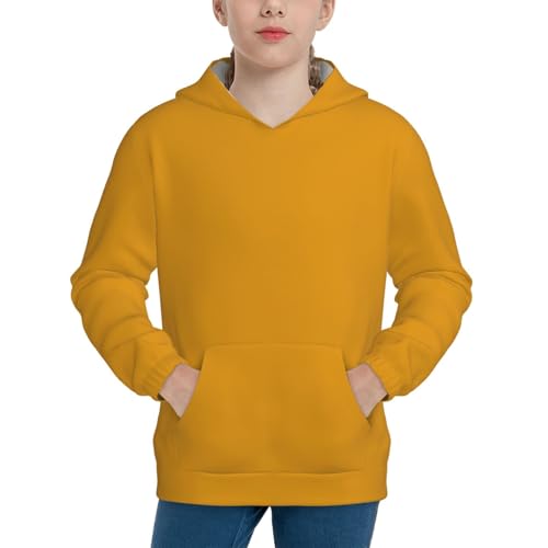 Goldenrod Kids Pullover Hoodies Boys Sweatshirts Girls Athletic Clothes with Pocket