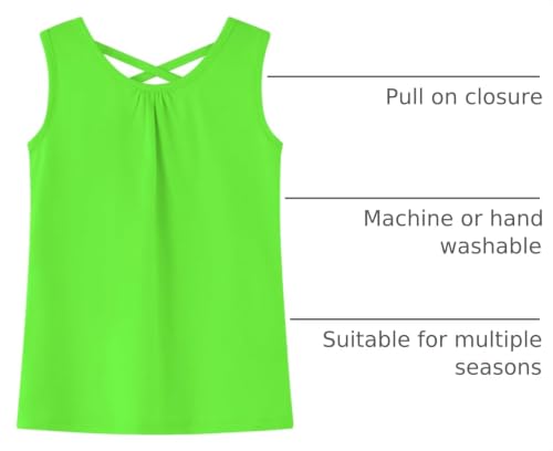 Image of Noomelfish Girls Criss Cross Back Tank Tops Soft Jersey Cotton Sleeveless Shirts (3-12 Years)